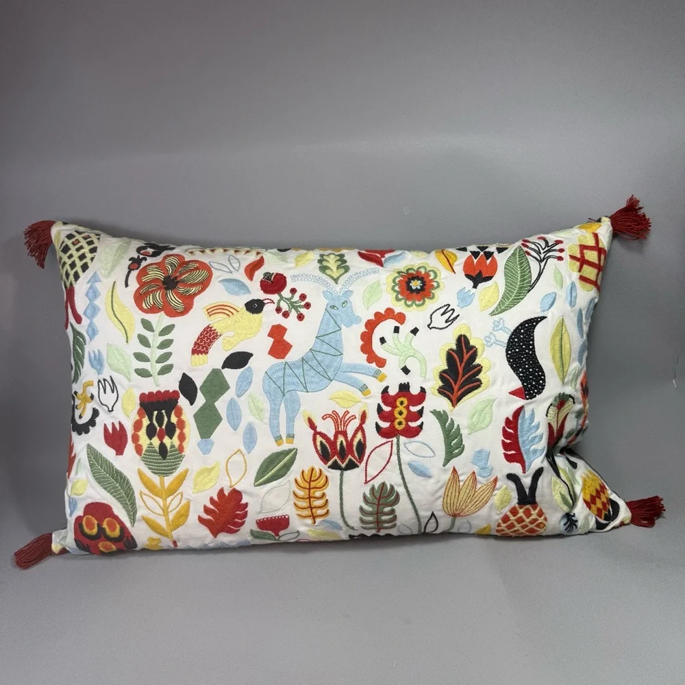 IKEA Rodarv Embroidered Decorative Throw Pillow Cover 16x26